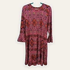 BUCKHEAD BETTIES L Preppy Pink Ikat Dress